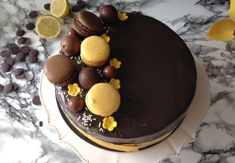 Entremets praliné, citron et chocolat LGY 02