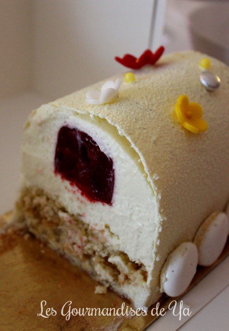 Découpe bûche coco, fraise et citron LGY