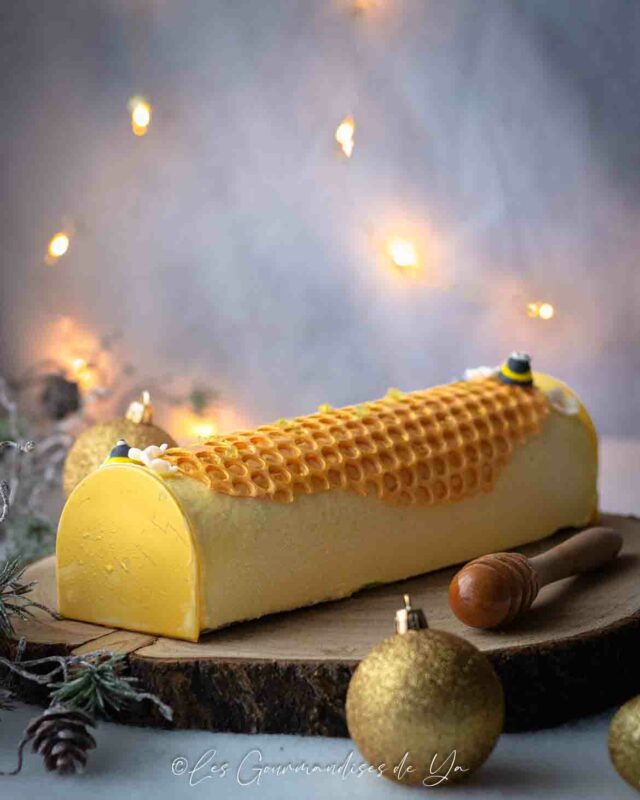 Bûche miel, citron et vanille
