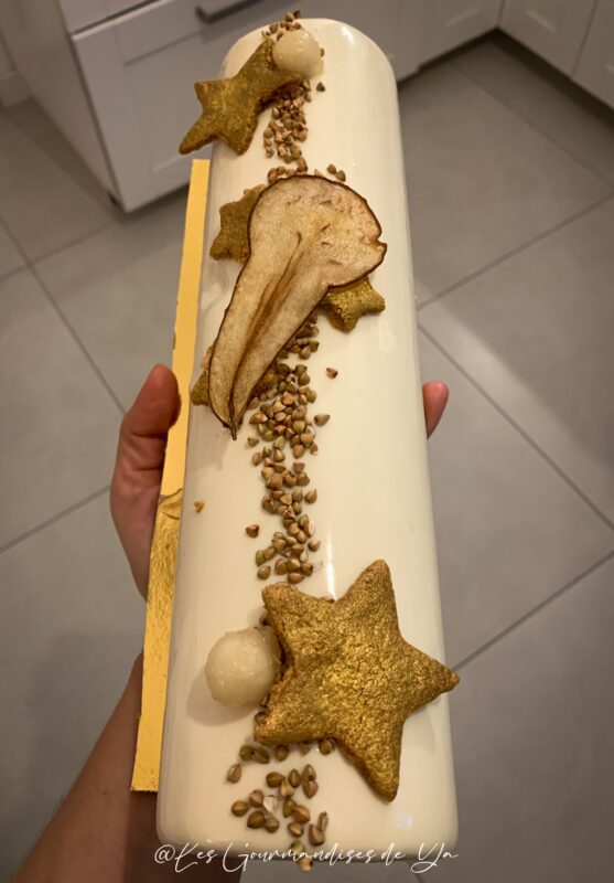 Bûche poire et sarrasin