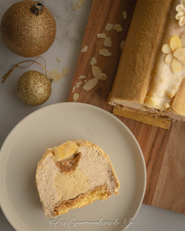 Bûche La Nantaise, amande, vanille et rhum