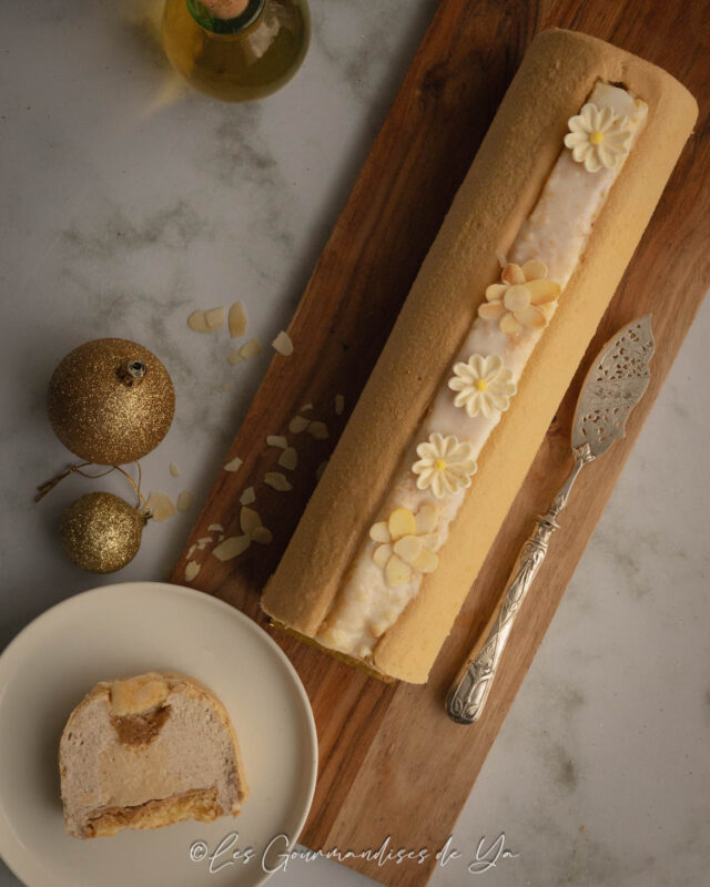 Bûche La Nantaise, amande, vanille et rhum